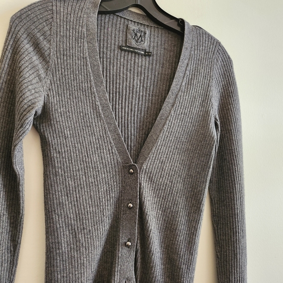 Club Monaco XS cashmere cotton blend ribbed cardigan, gray - Picture 6 of 10